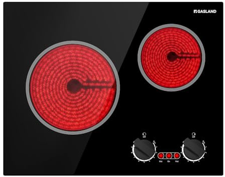 GASLAND Apartment Electric Cooktop 2 Burners, 21 Inch Built in Radiant Glass Stove Top, UL Certified, 3700W Ceramic Electric Stovetop, 9 Heating Levels, Knobs Control, Instant Heating Up, 240V