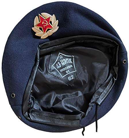 Ganwear Russische Armeeuniform der UDSSR im sowjetischen Stil Dunkelblaues Baskenmütze-Hutabzeichen