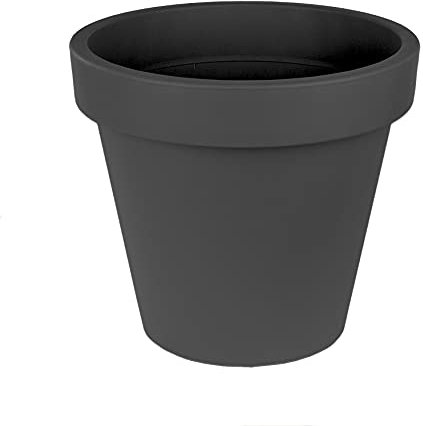 BigDean XXL Blumentopf Ø 58 cm aus Kunststoff - Anthrazit - Pflanztopf Containertopf Übertopf Pflanzkübel rund - Drainage-Möglichkeit