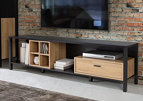 möbelando TV-Lowboard Fernsehtisch Unterschrank HiFi Element Rack Wohnzimmer Hialeah II