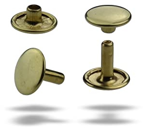 IstaTools Remaches huecos para cuero, doble capuchón de latón, remaches inoxidables para bolsos, cinturones y tejidos (7 x 8 mm, amarillo, 125)