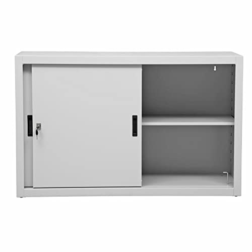 Aktenschrank | Schiebetürenschrank | Büroschrank mit einem höhenverstellbaren Fachboden, 75x120x45, Grau