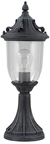 Licht-Erlebnisse Gartenlampe Vintage Rustikal Schwarz Grün antik Aluminium Glas 41 cm E27 IP44 Außenleuchte Sockelleuchte