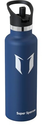 Super Sparrow Trinkflasche Edelstahl - Ultraleicht Thermobecher - 750ml - Standardmund Stroh-Deckel - BPA-Frei Thermoskanne, Thermosflasche für Sport, Travel, Schule, Outdoor