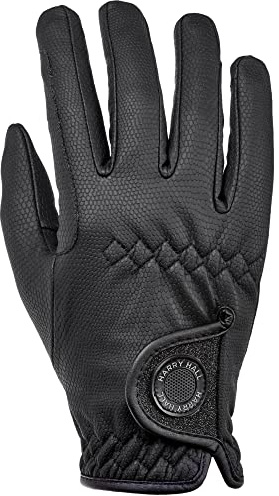 Harry Hall Horse Riding Gloves for Women with Soft Fleece Lining | Perfect Equestrian Durable Gloves for Autumn Winter with Glitter Details | Black, Size: Medium