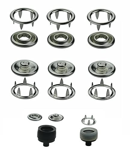 Druckknöpfe Jersey wählbar von 8,5 mm bis 10,5 mm + Einsatzwerkzeug von ISTA TOOLS passend in die Prym Vario-Zange + 50 Stück Jersey-Snaps, Metallknöpfe, Messing rostfrei & nickelfrei (Größe 8,5 mm)