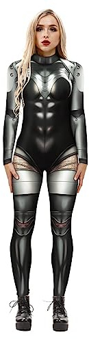 Sumtory Women Robot Armor 3D Print Bodysuit Halloween Costumes Cosplay Jumpsuits S