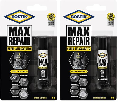 BOSTIK Max Repair adesivo di riparazione super forte, flessibile, per incollaggi estremi 8g trasparente (Confezione da 2)