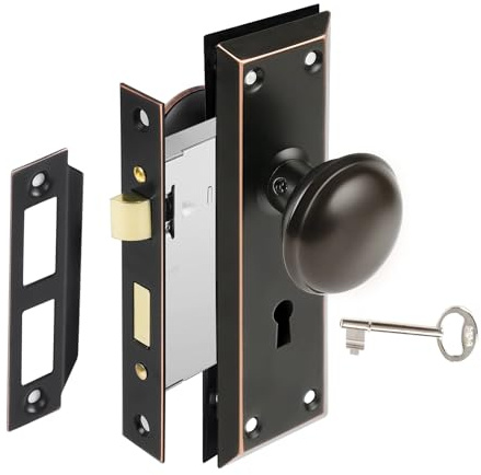 SUMBIN Mortise Lock for Replacement Antique Door Knob Sets, Fits 1-3/8 in.-1-3/4 in. Interior Doors, Oil Rubbed Bronze, 1 Pack