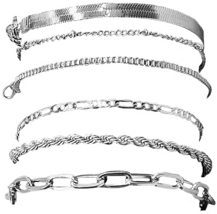 BKEPDY Pulseras Cadena Variadas Acero Inoxidable Ajustables Eslabones Múltiples Estilo Serpiente Cuerda Trenzada Plana