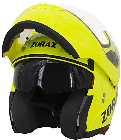 Zorax ZOR-838 Double Visor Modular Flip up Front Motorcycle Motorbike Helmet ECE 2205 - Yellow M (57-58cm)