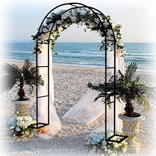 Rosenbogen, Garten-Torbogen Aus Metall, Pergola Rankhilfe Verzinkt Rost, Laubengang Rankgestell Mit Sockel Für Verschiedene Kletterpflanzen, Einfache Montage, 6 Größen,Schwarz,120x220x40CM
