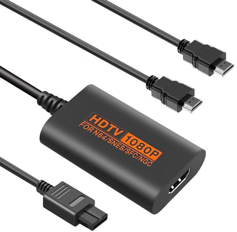 Sehawei N64 a HDMI Adaptador, Convertidor SNES/SFC/NGC a HDMI 1080P Video to Audio Converter Compatible con N64/Snes/SFC/NGC Consola