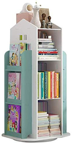 GaRcan 360° drehbares Kinder-Bücherregal, Cartoon-Bücherregale, großes Fassungsvermögen, Aufbewahrungsschrank, Haushalts-Aufbewahrungsregal, Baby-Bilderbuchregal, Blau, 71 x 31 x 31 cm