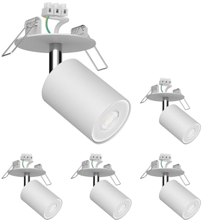 ledscom.de 5x Deckeneinbauleuchte WAIKA, weiß matt, inkl. GU10 LED (warmweiß, 7,6W, je 1103lm, 33°)
