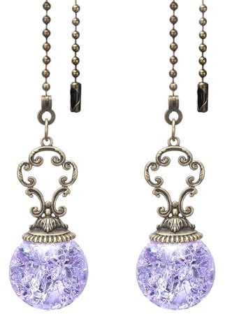 PATIKIL Catena Trazione Ventilatore Soffitto, 2pz 25 Catena Pendente Sfera Decorativa Estensore Charm Estensione Trazione per Ventilatori Soffitto Lampada Luce, Viola