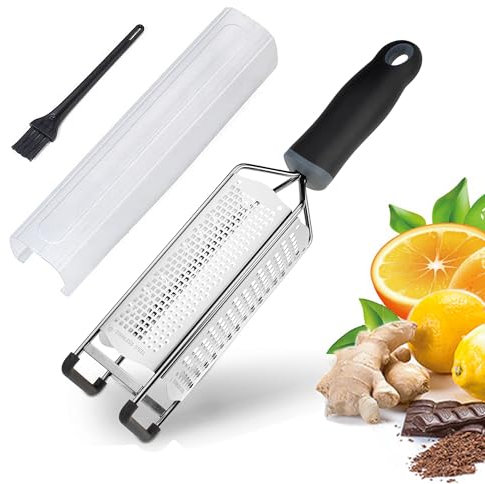 3 in 1 Cheese Grater Zester Citrus Lemon 304 Stainless Steel Zester Versatile Sharp Tool for Parmesan Cheese Ginger Garlic Nutmeg Chocolate Vegetables Fruits 12''