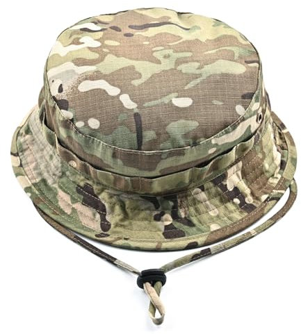 SGQTZDZQ Camo Bucket Boonie Hut für Herren und Damen, Militär, LSF 50+, Jagd, Busch, Dschungel, Angeln, breite Krempe, Armee, Militär, Sonnenkappe, Safari-Hut für Jagd, Strand, Airsoft, Camping, beige