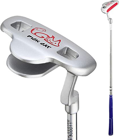 Putter de Golf Ligero para niños - Putter de Hoja de Golf para diestros con Eje de Grafito y Agarre Antideslizante Varilla de Empuje de Golf (para 6-8Y,Putter Rojo)