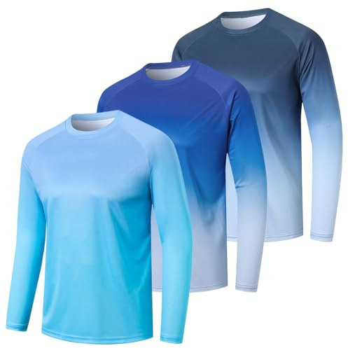 Cimic 3 Pack Camisa UV Hombres Rashguard UPF 50+ Camisas de Protección UV Camisa de Natación de Agua Funcional de Manga Larga de Solar para Hombres(0619-Navy-XL)