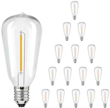 CHYParty 15 Pack ST38 LED Bulbs, 1W Shatterproof Clear E12 Base Bulbs, Perfect for Outdoor String Lights Replacement, Patio Lighting, Chandeliers, Holiday Decorations- Warm White 2700K