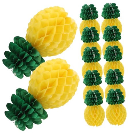 VILLFUL Ananas-Ornament Aus Wabenpapier Hawaiiparty Deko Papier Anhänger Hängender Wabenball Heimdekoration 9-teiliges Satz