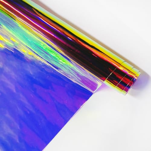 KELUBATU Purple Transparent Iridescent PVC Film 0.3mm - Clear Holographic Laser Craft Vinyl Fabric Roll 30x135cm for Sewing Makeup Bags, Creative Projects.