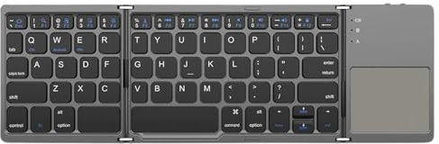 Foldable Bluetooth Keyboard With Touchpad, Folding Portable Travel Rechargeable Wireless Mini Keyboard, Rechargeable UK layout for iOS Android Windows PC Tablet Mobile Phone Ipad (Black)