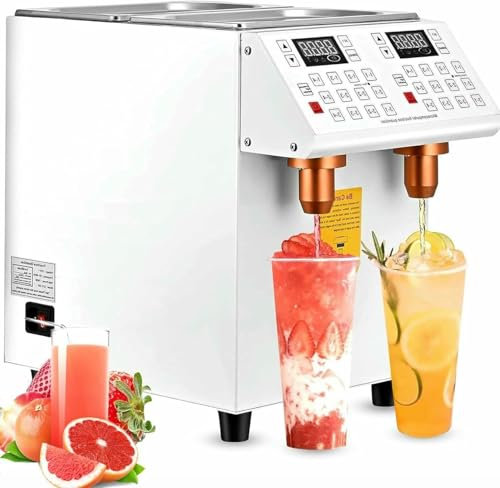 HOTAPEPU Dispensateur De Fructose Automatique 10 L, Distributeur De Sirop Commercial, Sortie Double Fructose, 24 Configurations Programmables, pour Les Cafés Et Les Magasins De Thé avec du Lait ~ /