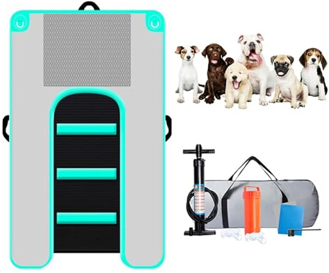 ZHJOPP Pet Dog Climbing Ladder, Dog Water Toys, Dog Inflatable Water Ramp, Pet Auxiliary Climbing Ladder, Suitable for Pet Water Park, Swimming Pool, Beach (Green)