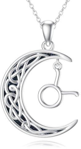 PROESS Zodiac Taurus Necklace 925 Sterling Silver 12 Constellations Pendant Horoscope Sign Necklaces Jewellry Presents for Women Men