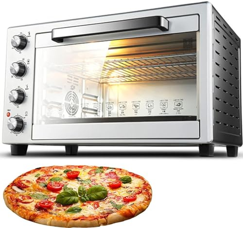 Horno eléctrico para pizza, multifuncional, 48 L, gran capacidad, con 4 capas y control de temperatura independiente para uso doméstico y restaurante