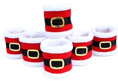 Christmas Belt Buckle Napkin Ring,Adjustable Santa Claus Belts Napkin Holder,Santa Clothes Napkin Ring,Detachable Towel Buckle(6pcs)