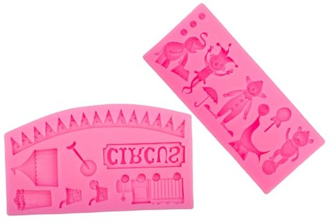 Hemobllo 2 Pezzi Stampi Silicone per Dolci Tema Formine Cartoon Elefante Pupazzo e Clown per Decorazioni Torte Fondente e Biscotti Sicuri e Facili da Sformare