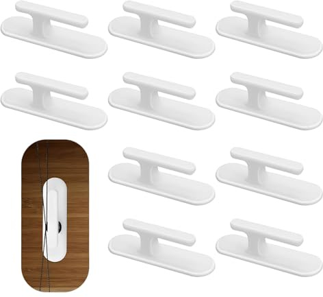 Keep Your Home Safe! 10-Pack Adhesive Cord Winders for Blinds. Child-Proof Wrap Cleats to Tidy Up Loose Window, Curtain, and Sun Shade Ropes. Easy Stick-On Hooks (White).