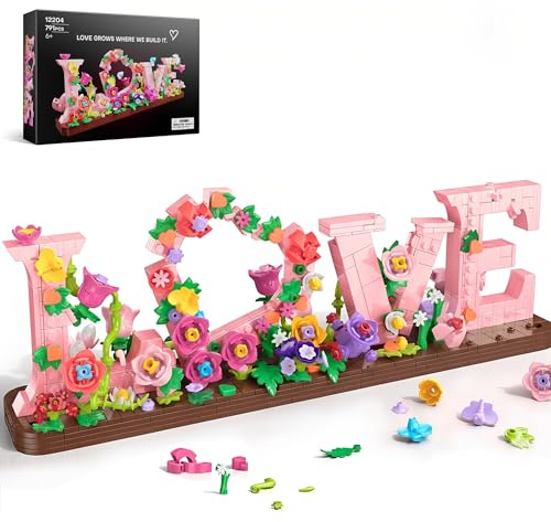 Kit de Construction de Art Love pour Adultes, 791 PCS Bouquet de Fleurs Cadeaux pour Anniversaire d'enfant ou Cadeau de Fiançailles pour Femmes, Saint-Valentin, Fête des Mères, Elle ou Lui