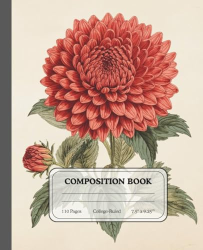 Golden Petals | College Ruled Composition Notebook | Vintage Chrysanthemum Journal | Gift for Writers & Learners: A refined writing stationary inspired by classic blooms and timeless botanical charm.