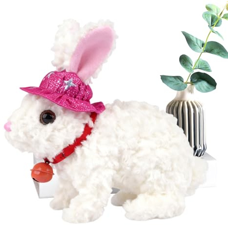 Matoebyr Electric Bunny Plush Toy, Realistic Interactive Hopping & Walking Stuffed Rabbit With Sounds, Wiggling Ears And Twitching Mouth, For Kids, Boys And Girls