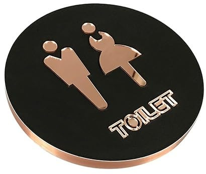 WDWDW Cartello per WC, Cartello per Bagno, Diametro 16 cm, da attaccare alla Porta della Parete in Vetro, per Bagno