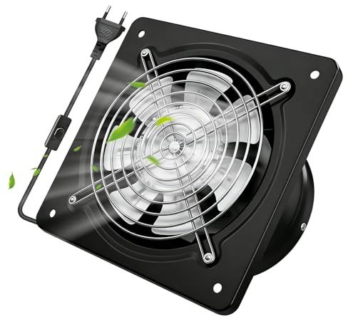 150mm Ventola Aspirazione, 600 M³/H Aspiratore Industriale Estrattore, Ventilatore Da Bagno Con Spina Eu E Valvola Di Ritegno, Silenziosa Ventola Di Scarico Montata A Parete Per Ufficio, Garage,Cucina