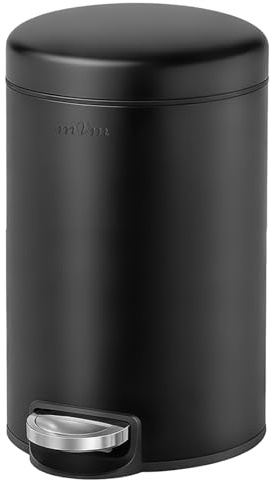 mVm Poubelle Cuisine 20L, Poubelle Salle de Bain, Acier Inoxydable, Noir | Anti-traces de doigts, Fermeture Douce et Maintien en Ouverture, Seau Intérieur Amovible, Idéale pour toilette wc et Bureau