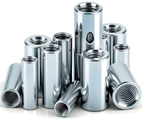 qjuwhua 12 Pièces M5 Manchons Filetés Ronds de Connexion M5x10x20mm en Acier Carbone Zingué Manchon Tige Filetee Ecrou Cylindrique Long Entretoise pour Machines Meubles et Appareils Électroniques