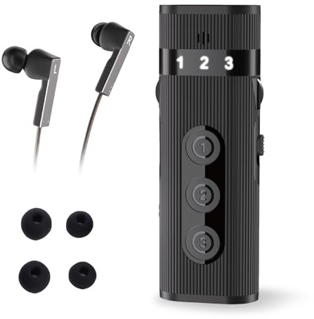 VBESTLIFE Tonverstärker für Senioren, Geräte Zur Stimmverbesserung, Taschentonverstärker für ältere Menschen, Erwachsene, mit Kopfhörer, 4 Ohrstöpsel (BLACK)