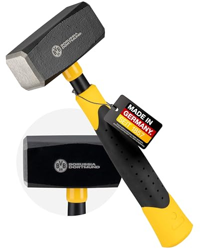 PICARD Fäustel BVB-Edition Nr. 304 1.250 g | Im Offiziellen Borussia Dortmund Design | Hammer Lizenzprodukt für echte Borussia Fans | Profi Qualität | Picard Hammer | Fäustel