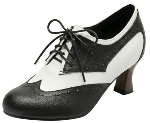 Gicoiz Cordones Oxford Mujer Mini Tacón Brogue Zapatos de Vestir