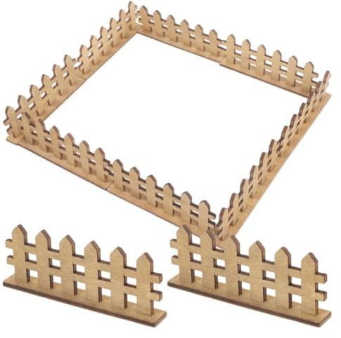 PRETYZOOM Miniature Wood Picket Fence Compact Design 12pcs Wooden Craftsmanship with Easy Assembly for Fairy Garden Ornament Suitable for Indoor Desktops and Creative DIY Small Gardens