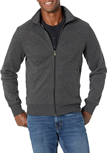 Amazon Essentials Sudadera de Forro Polar con Cremallera y Cuello Semicisne, Corte Estándar y Peso Medio Hombre, Carbón Mezcla, M