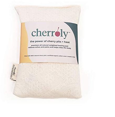 Cherroly Natural Pain Relief Moist Heat Therapy, Cherry Pits in Organic Cotton, Microwavable Heating Pad/Cold Compress- Back, Neck, Muscles, Joints, Stomach, Menstrual Pains Aches Cramps - Small