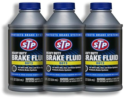 Heavy Duty Brake Fluid, Dot 3 Brake Fluid Protects Brake Systems, ABS, Disc and Drum Systems, 12 Oz, by STP, 3 Packs