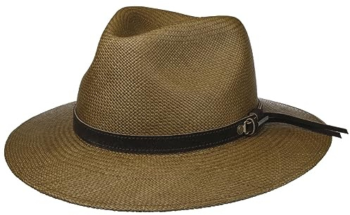 Stetson Leasco Traveller Panamahut Unifarben Brauner Strohhut mit UV-Schutz Handgefertigt in Ecuador Damen Frühjahr Sommer Dunkelbraun L (58-59 cm)